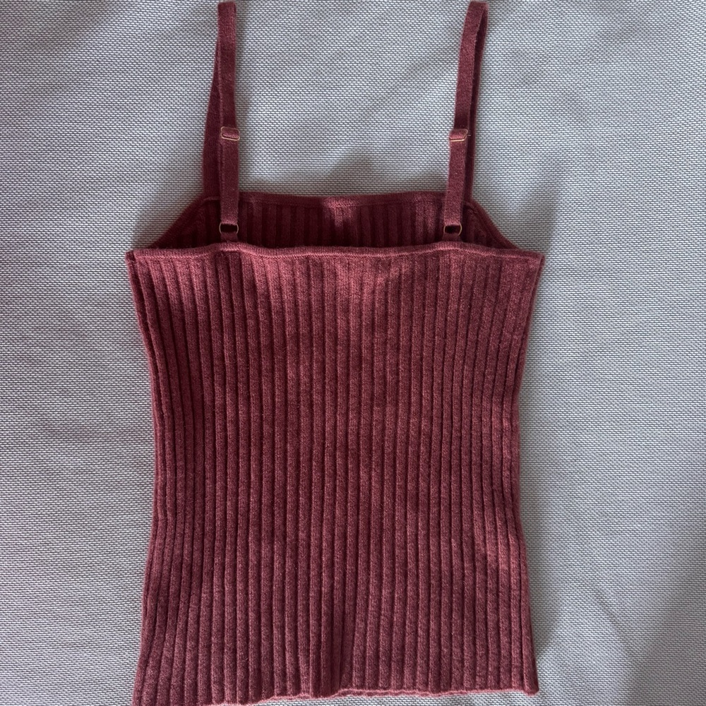 The Cashmere Project Rust Ribbed Knit Tank Top - Picture 3 of 9